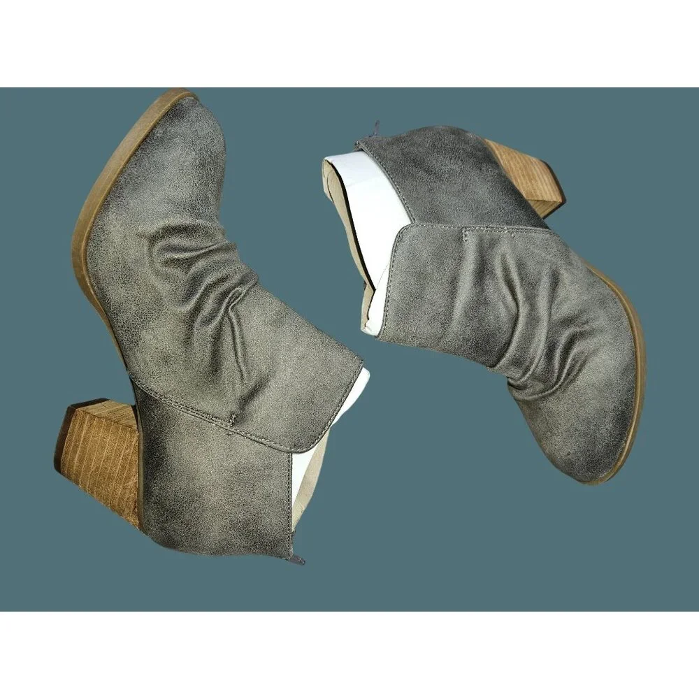 Stitch Fix Report Footwear Clarice Heeled Bootie Grey 6 Wide Faux Suede